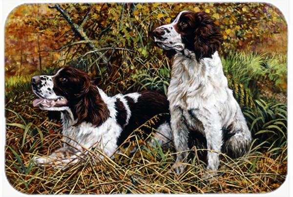 Two Springer Spaniels in the grasses Glass Cutting Board Large HMHE0002LCB by Caroline's Treasures