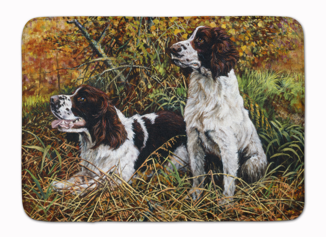 Two Springer Spaniels in the grasses Machine Washable Memory Foam Mat HMHE0002RUG - the-store.com