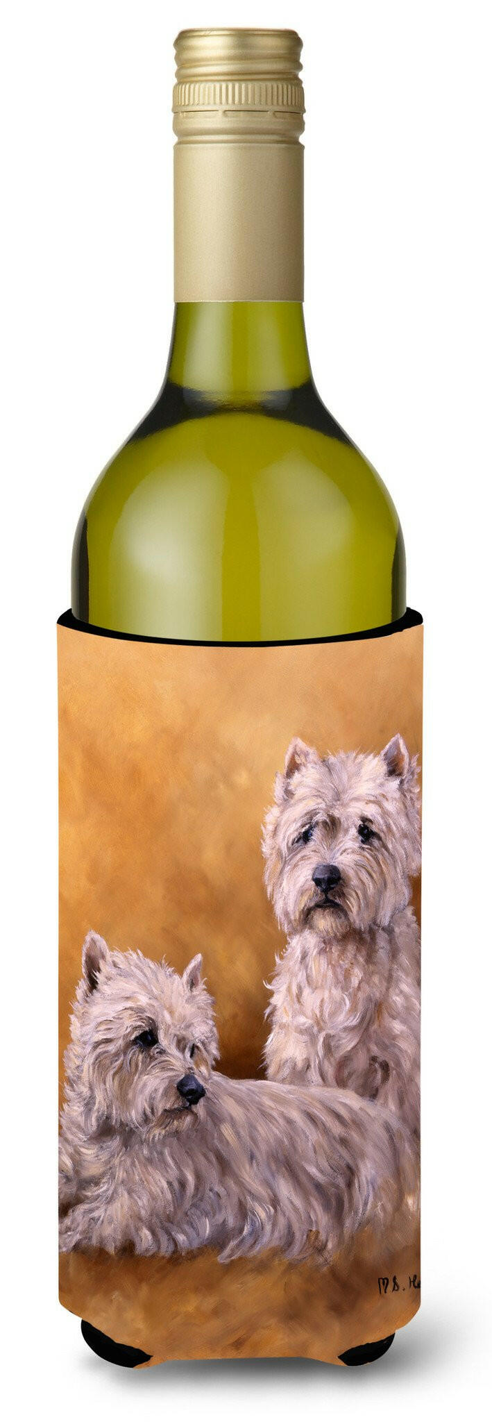 Westies by Michael Herring Wine Bottle Beverage Insulator Hugger HMHE0201LITERK by Caroline&#39;s Treasures