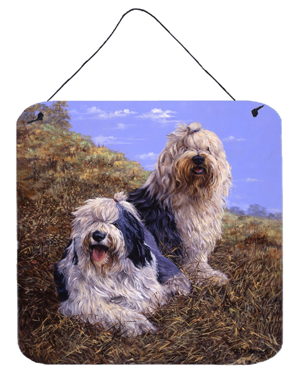 Old English Sheepdogs by Michael Herring Wall or Door Hanging Prints HMHE0229DS66 by Caroline's Treasures