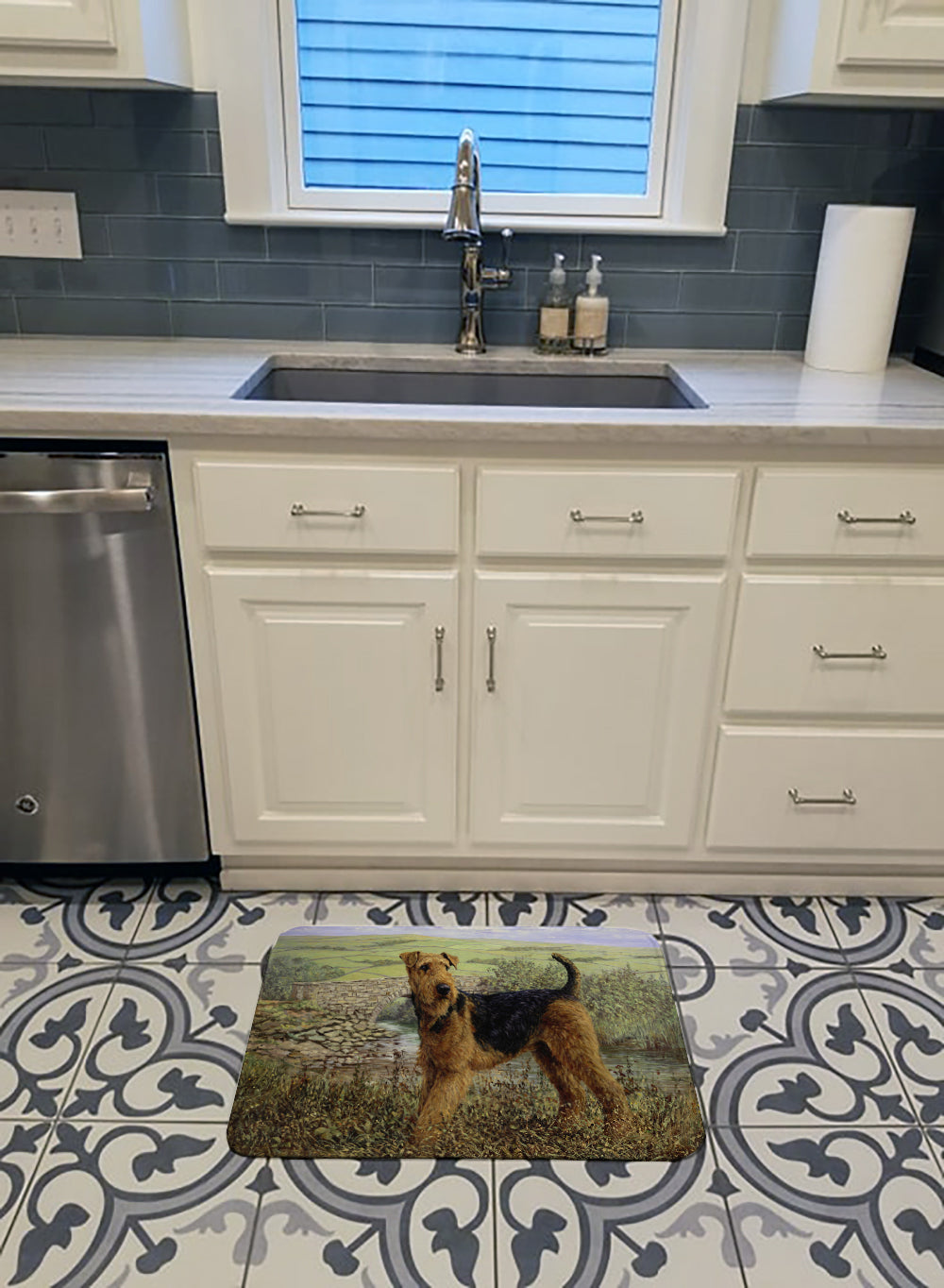 Airedale Terrier The Kings Country Machine Washable Memory Foam Mat HMHE0245RUG - the-store.com