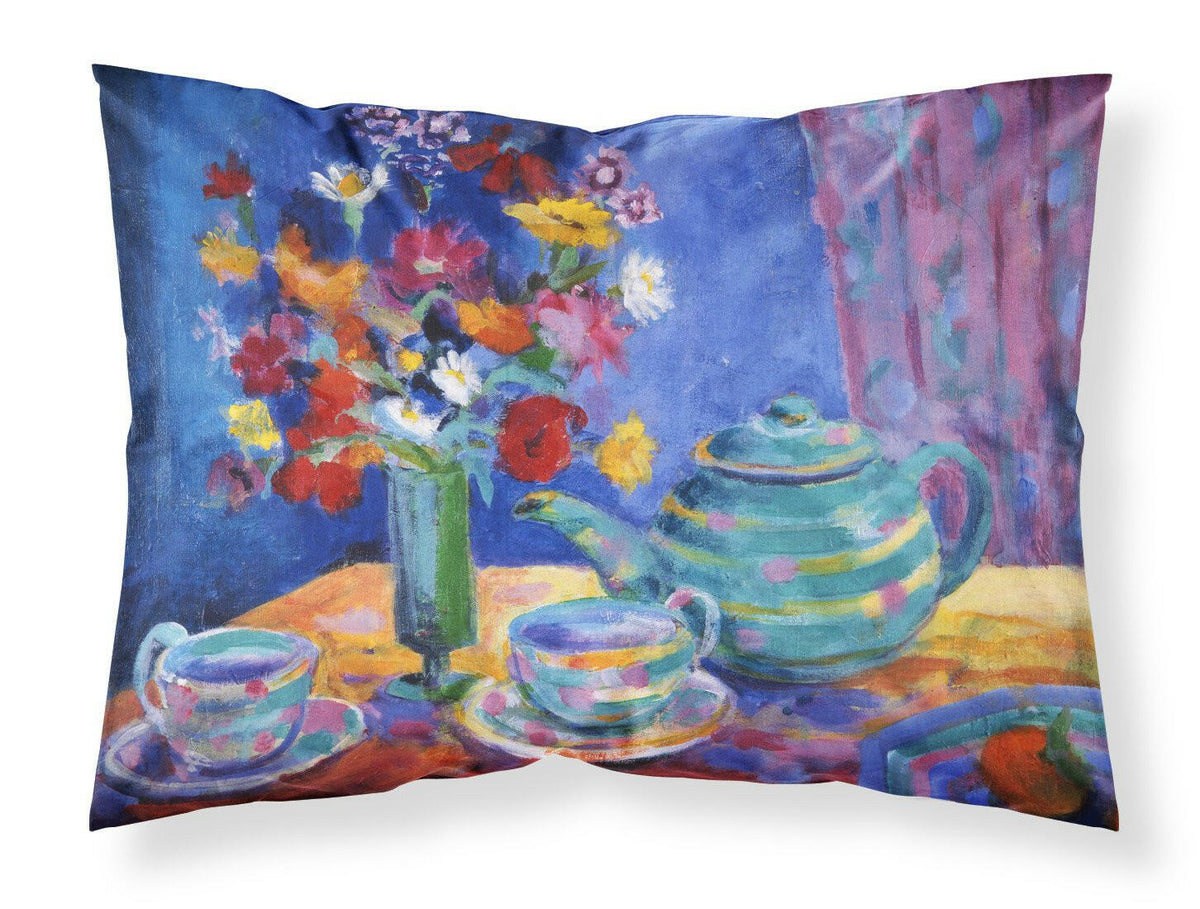 Blue Tea by Wendy Hoile Fabric Standard Pillowcase HWH0010PILLOWCASE by Caroline&#39;s Treasures