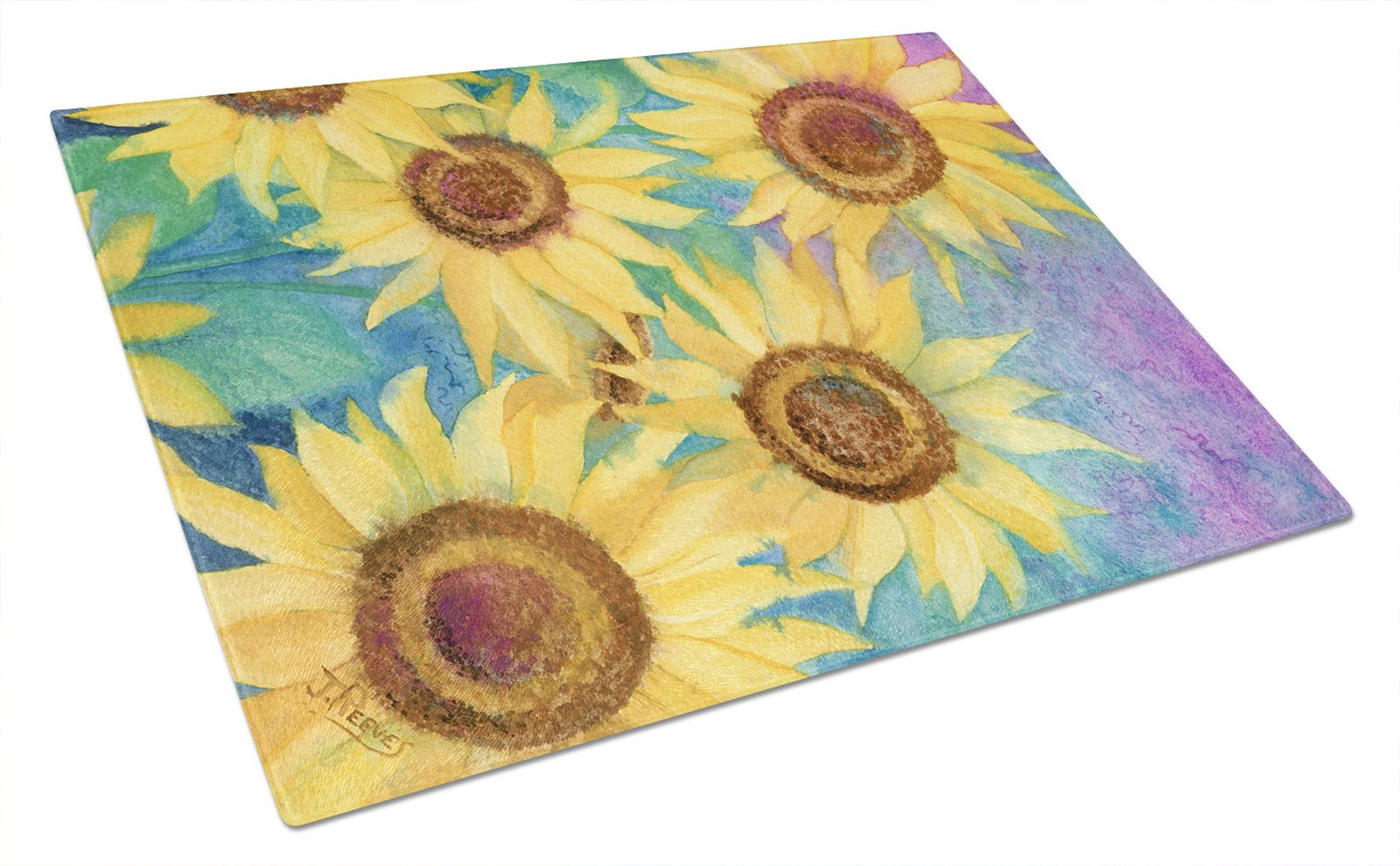 Sunflowers and Purple Glass Cutting Board Large IBD0247LCB by Caroline's Treasures