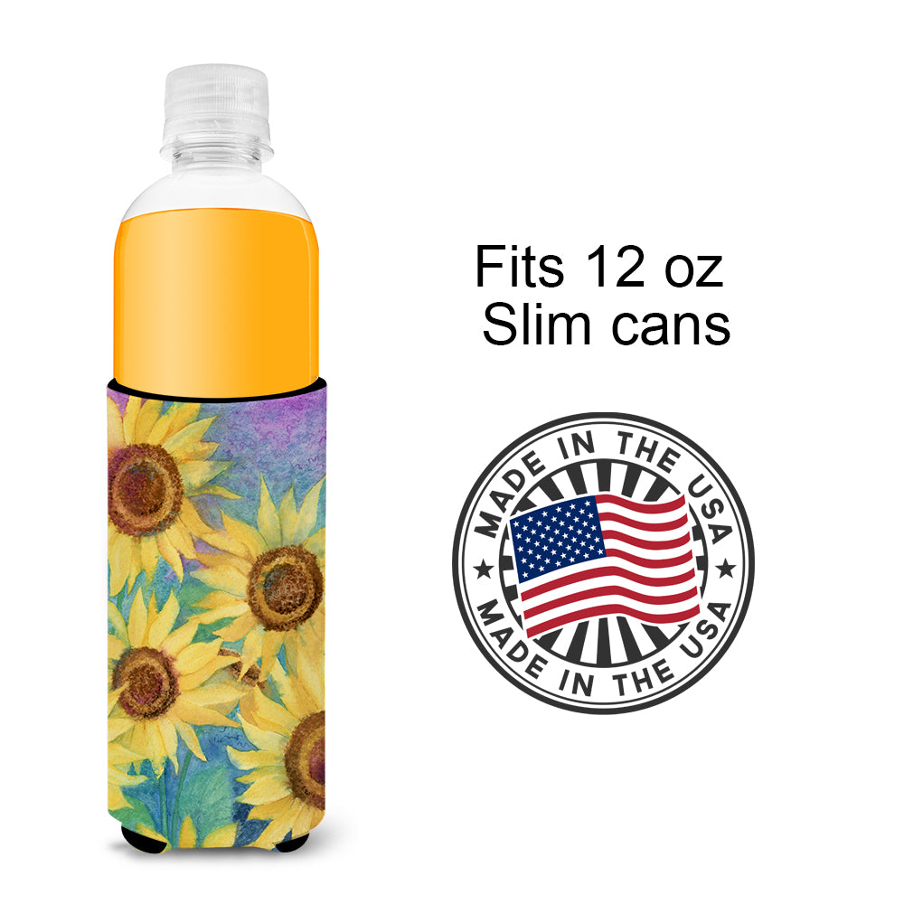Sunflowers and Purple Ultra Beverage Insulators for slim cans IBD0247MUK  the-store.com.