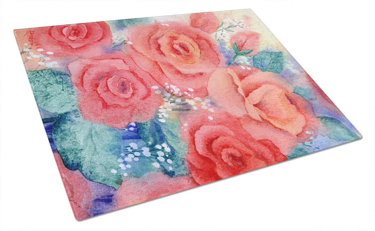 Roses Glass Cutting Board Large IBD0251LCB by Caroline&#39;s Treasures