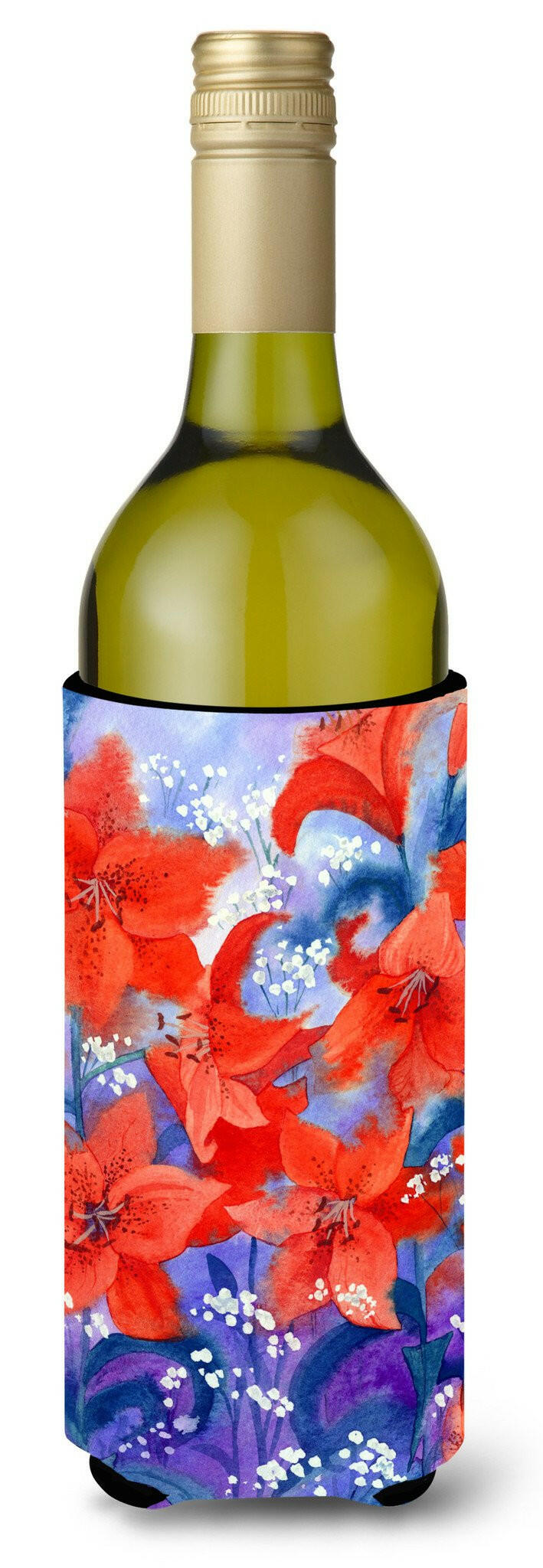Lillies Wine Bottle Beverage Insulator Hugger IBD0257LITERK by Caroline's Treasures