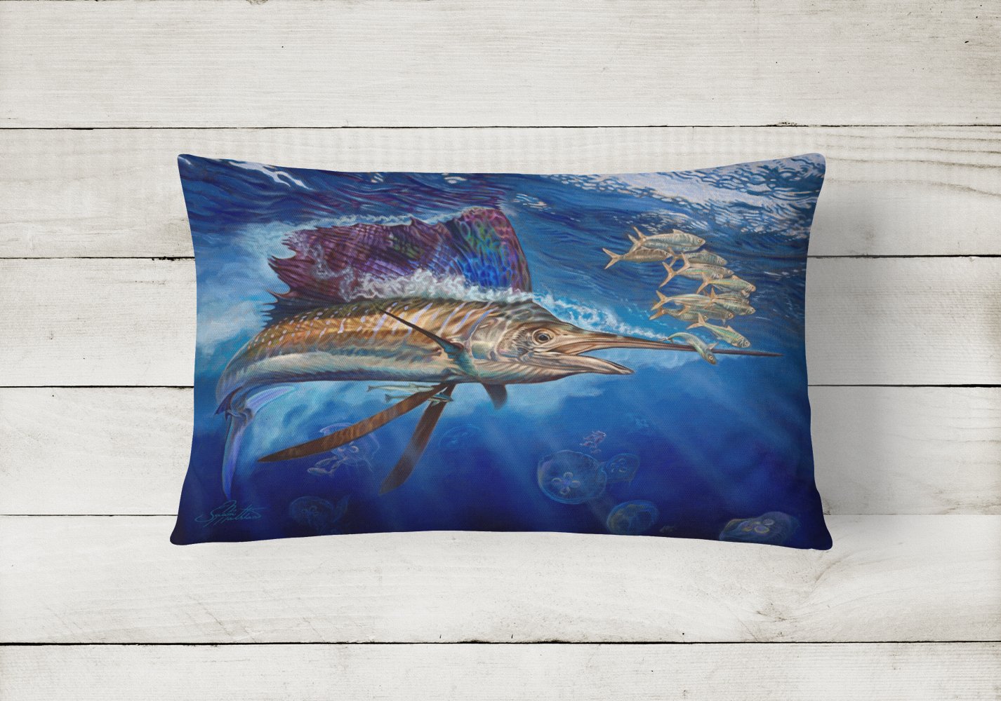Caroline's Treasures Majesty Sailfish Canvas Fabric Decorative Pillow JMA2010PW1216
