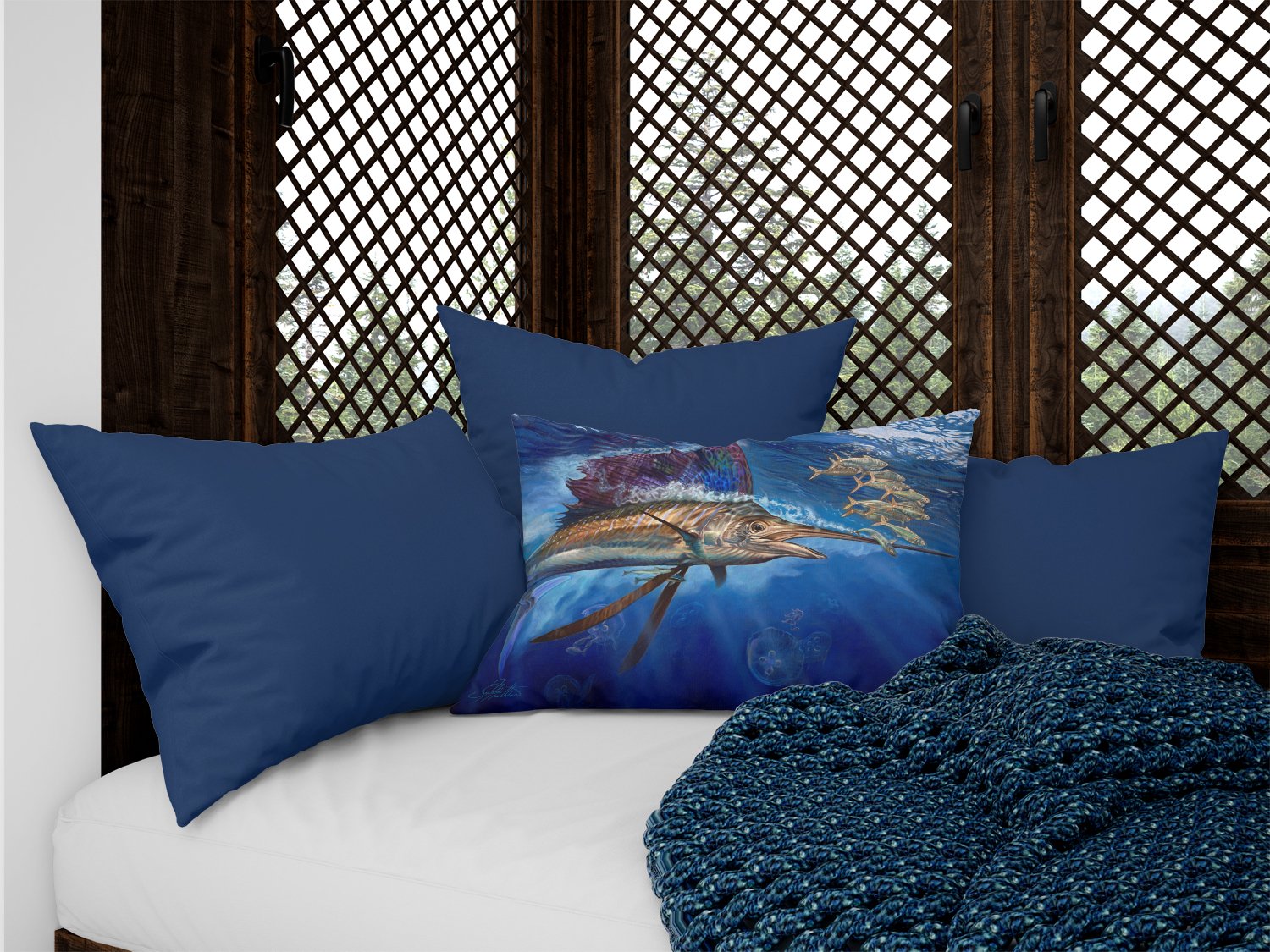Majesty Sailfish Canvas Fabric Decorative Pillow JMA2010PW1216 by Caroline's Treasures