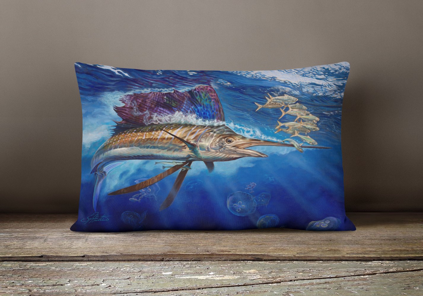 Majesty Sailfish Canvas Fabric Decorative Pillow JMA2010PW1216 by Caroline's Treasures