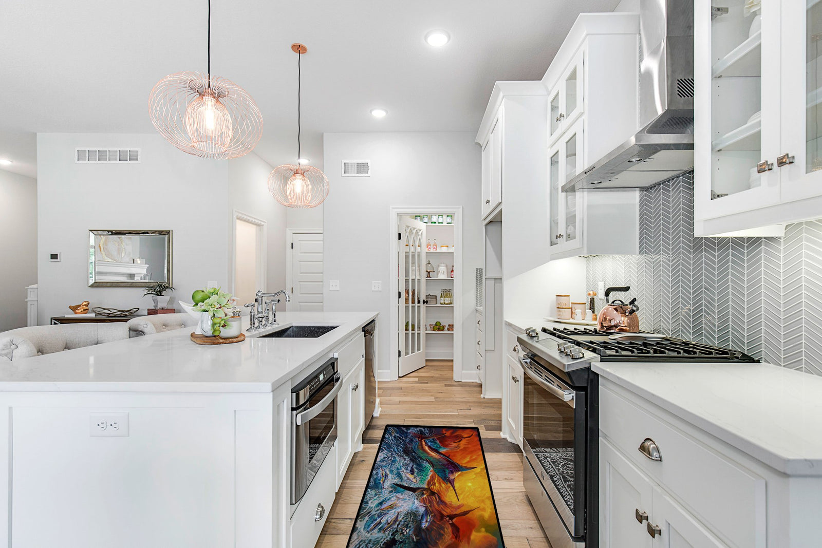 Caroline's Treasures Reflective Chaos Blue Marlin Floor Runner Mats – 28x58 Indoor/Outdoor Rugs with Artistic Design | Made in the USA JMA2012HRM2858