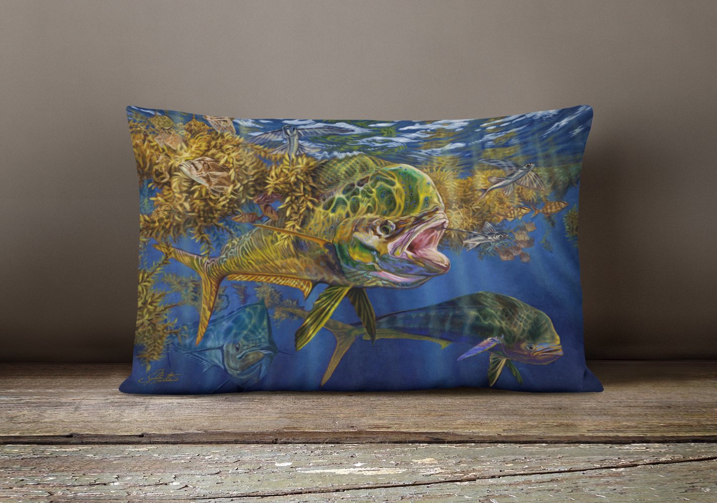 Seaweed Salad Mahi Canvas Fabric Decorative Pillow JMA2013PW1216 by Caroline's Treasures
