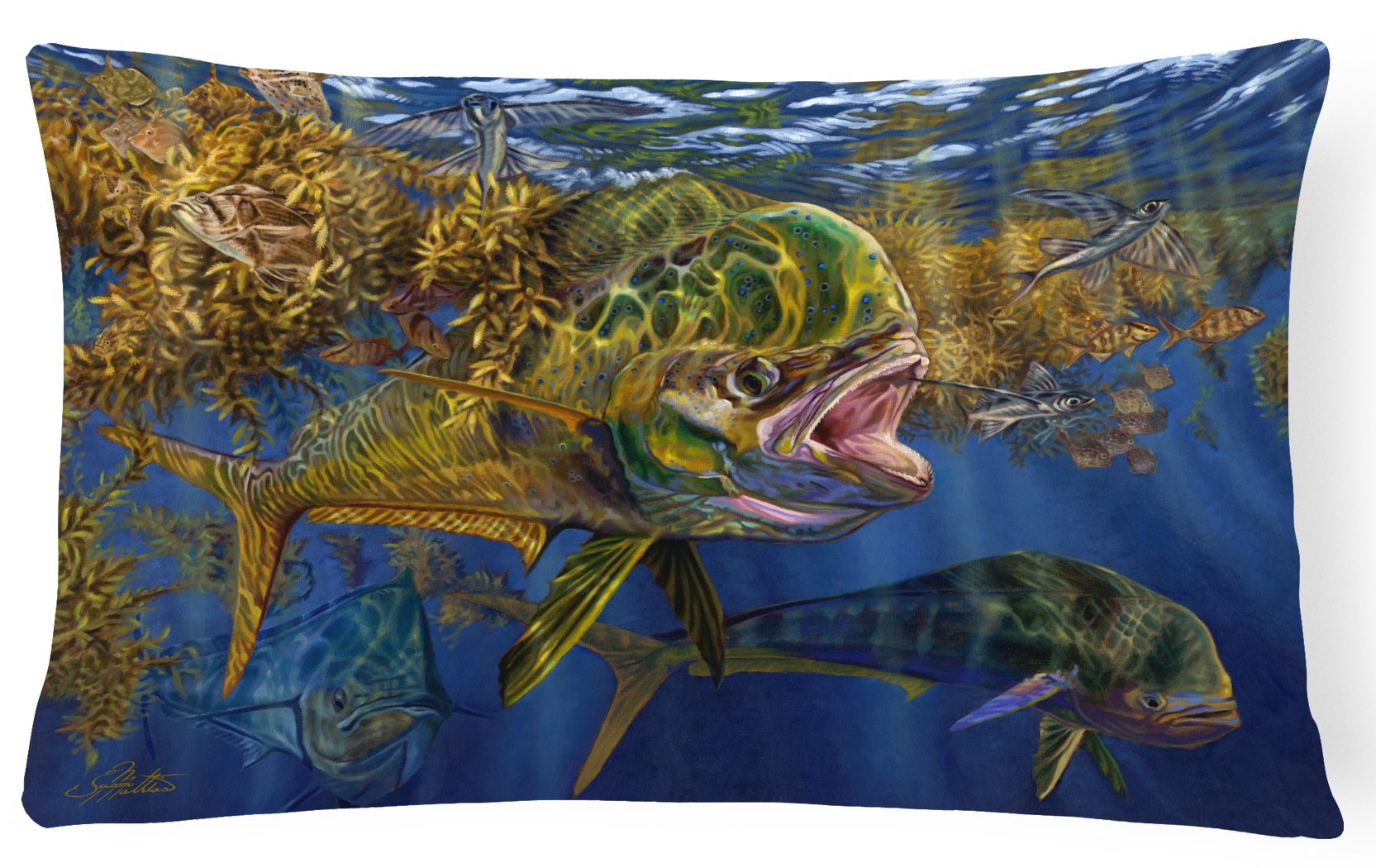 Seaweed Salad Mahi Canvas Fabric Decorative Pillow JMA2013PW1216 by Caroline's Treasures