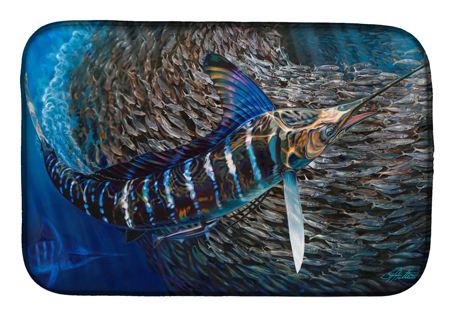Striped Gem Striped Marlin Tapis de séchage pour vaisselle JMA2014DDM