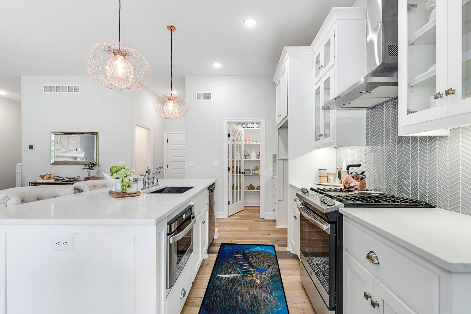 Caroline's Treasures Striped Gem Striped Marlin Floor Runner Mats – 28x58 Indoor/Outdoor Rugs with Artistic Design | Made in the USA JMA2014HRM2858