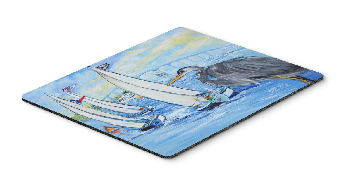 Blue Heron Sailboats Dog River Bridge Mouse Pad, Hot Pad or Trivet JMK1001MP by Caroline&#39;s Treasures