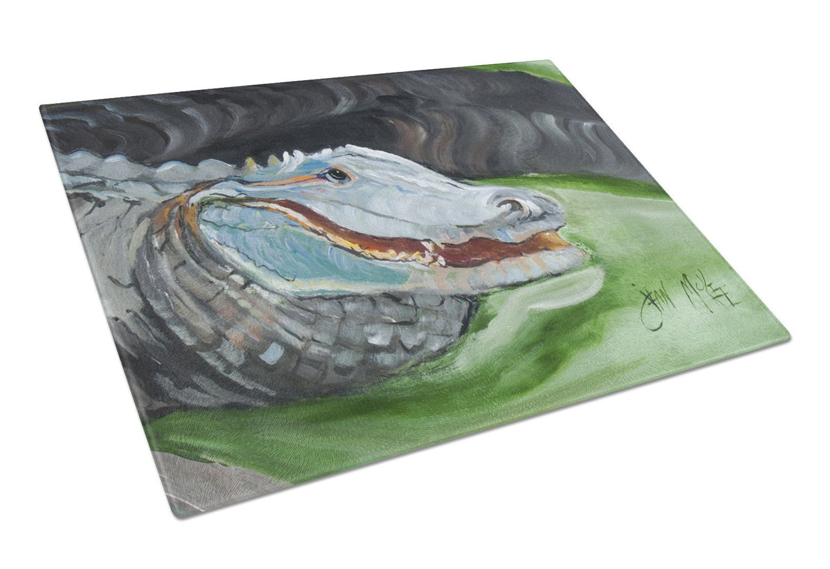Blue Alligator Glass Cutting Board Large JMK1003LCB by Caroline&#39;s Treasures