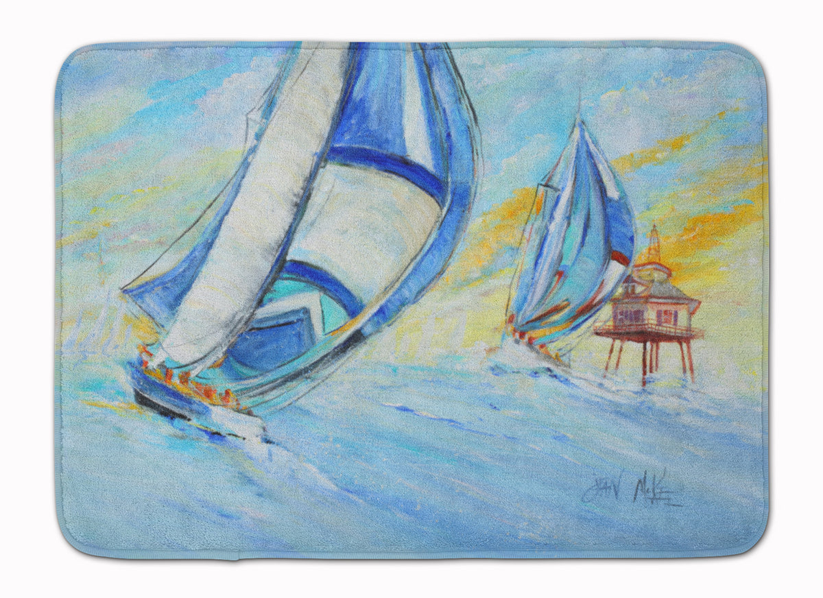 Sailboats and Middle Bay Lighthouse Machine Washable Memory Foam Mat JMK1005RUG - the-store.com