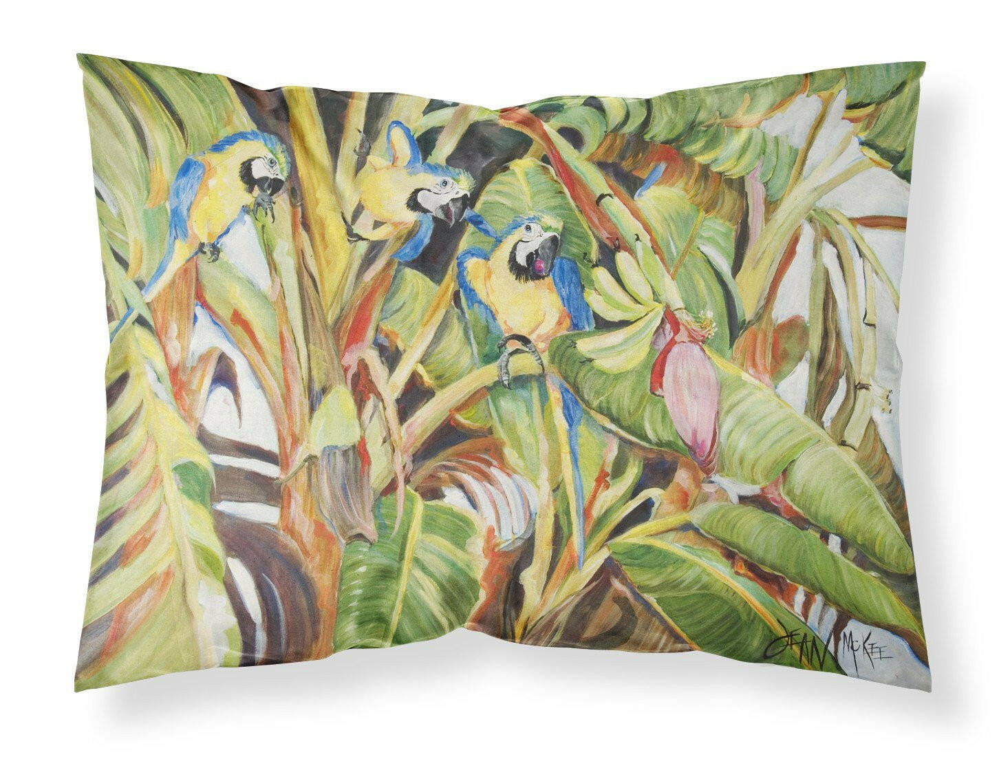 Three Blue Parrots Fabric Standard Pillowcase JMK1010PILLOWCASE by Caroline's Treasures