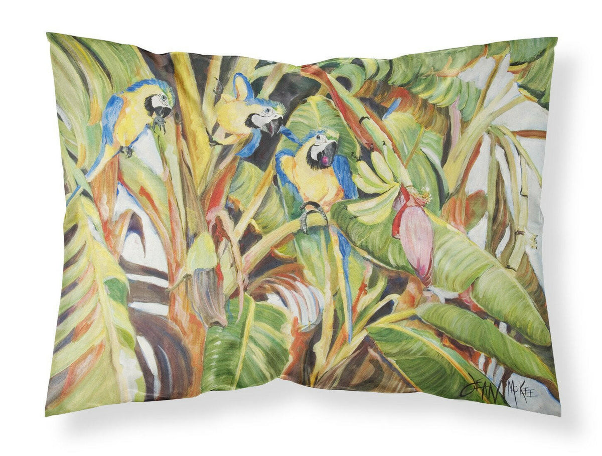 Three Blue Parrots Fabric Standard Pillowcase JMK1010PILLOWCASE by Caroline&#39;s Treasures