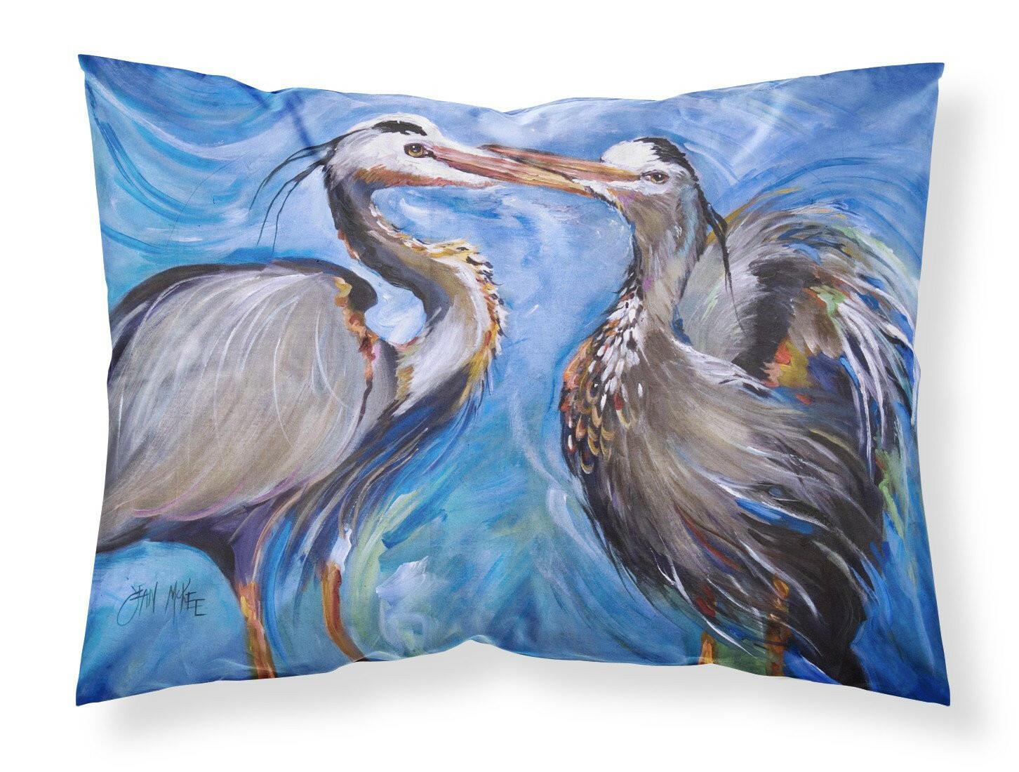 Blue Heron Love Fabric Standard Pillowcase JMK1011PILLOWCASE by Caroline's Treasures