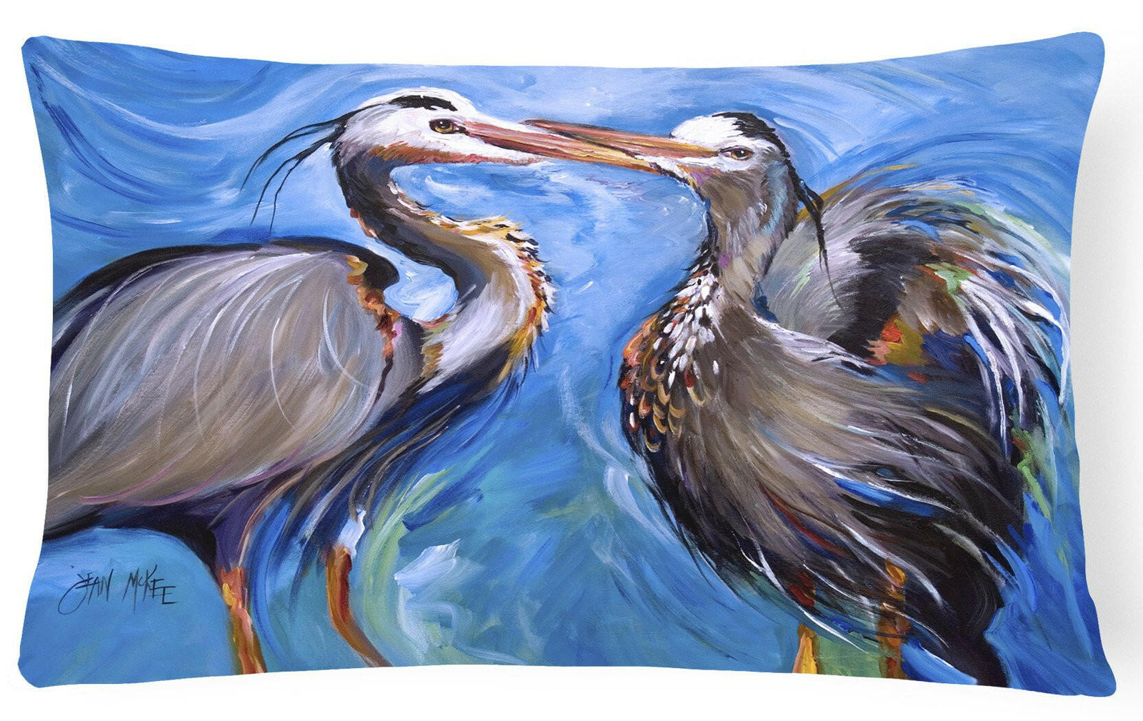 Blue Heron Love Canvas Fabric Decorative Pillow JMK1011PW1216 by Caroline's Treasures
