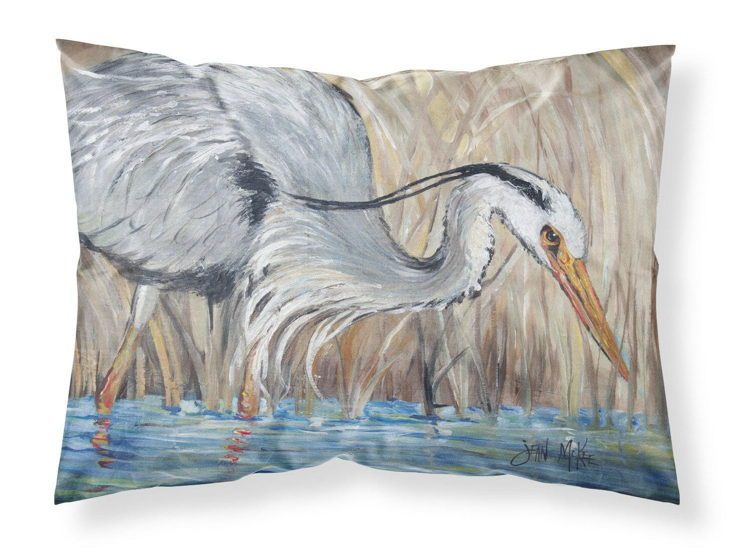 Blue Heron in the reeds Fabric Standard Pillowcase JMK1013PILLOWCASE by Caroline's Treasures