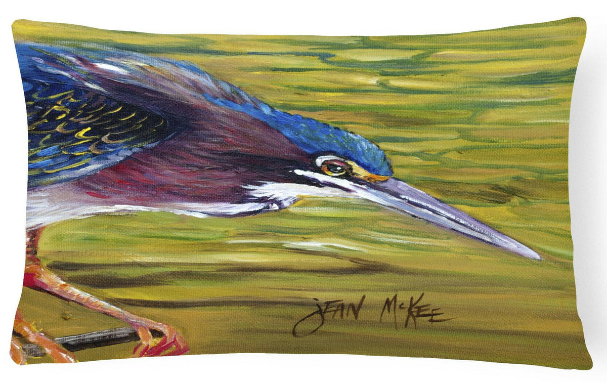 Green Heron Canvas Fabric Decorative Pillow JMK1016PW1216 by Caroline&#39;s Treasures