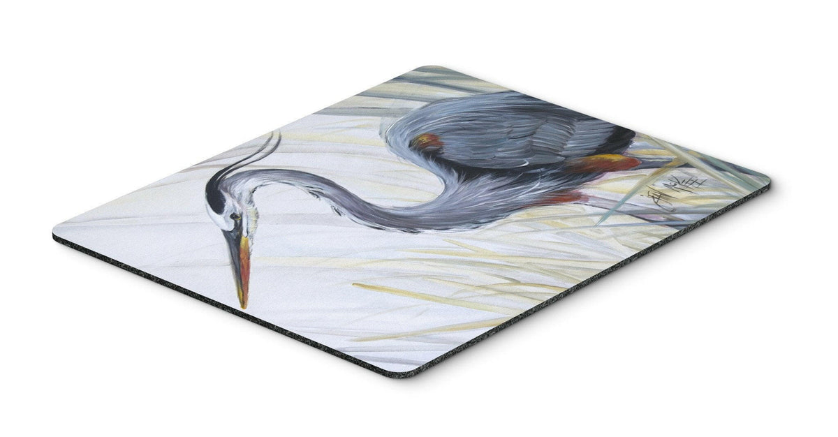 Blue Heron Frog hunting Mouse Pad, Hot Pad or Trivet JMK1017MP by Caroline&#39;s Treasures