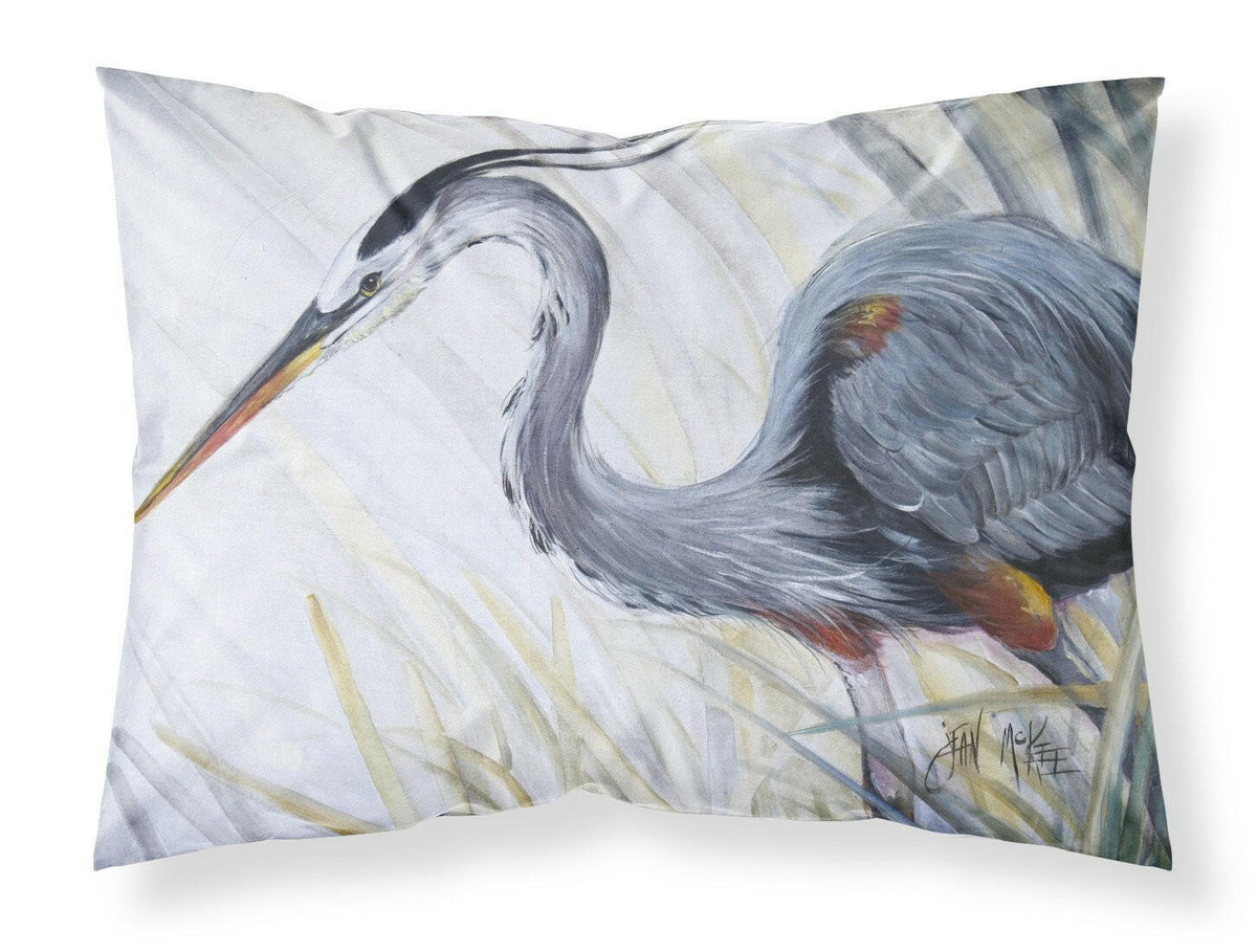 Blue Heron Frog hunting Fabric Standard Pillowcase JMK1017PILLOWCASE by Caroline&#39;s Treasures