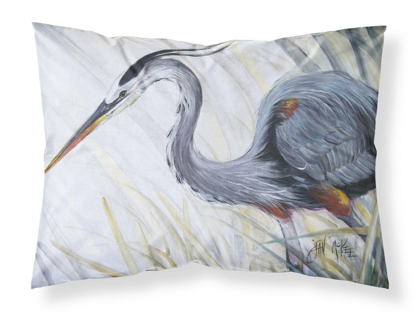 Caroline's Treasures Blue Heron Frog hunting Fabric Standard Pillowcase – Artistic Decorative Front, White Back JMK1017PILLOWCASE
