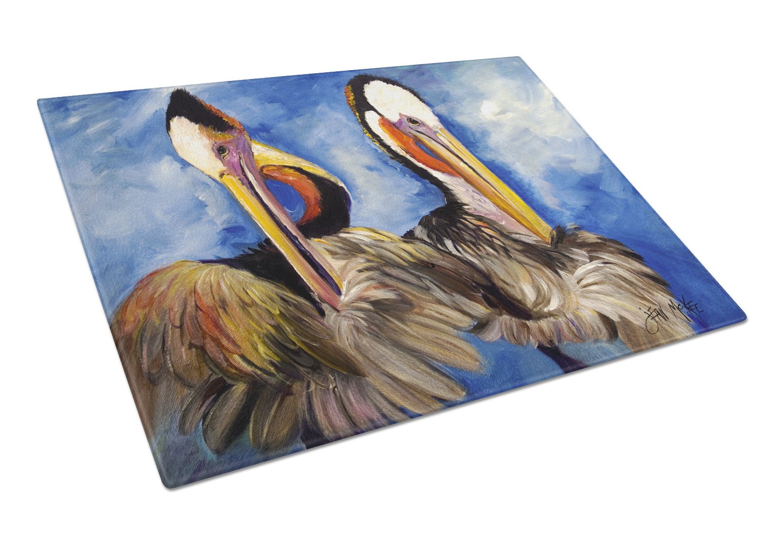 Pelican Brothers Glass Cutting Board Large JMK1022LCB by Caroline's Treasures