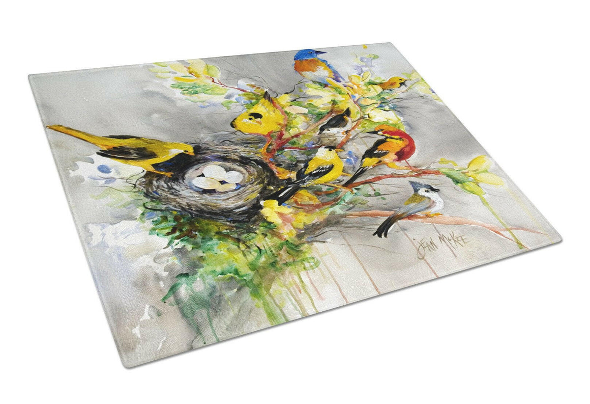 Spring Birds Glass Cutting Board Large JMK1024LCB by Caroline&#39;s Treasures