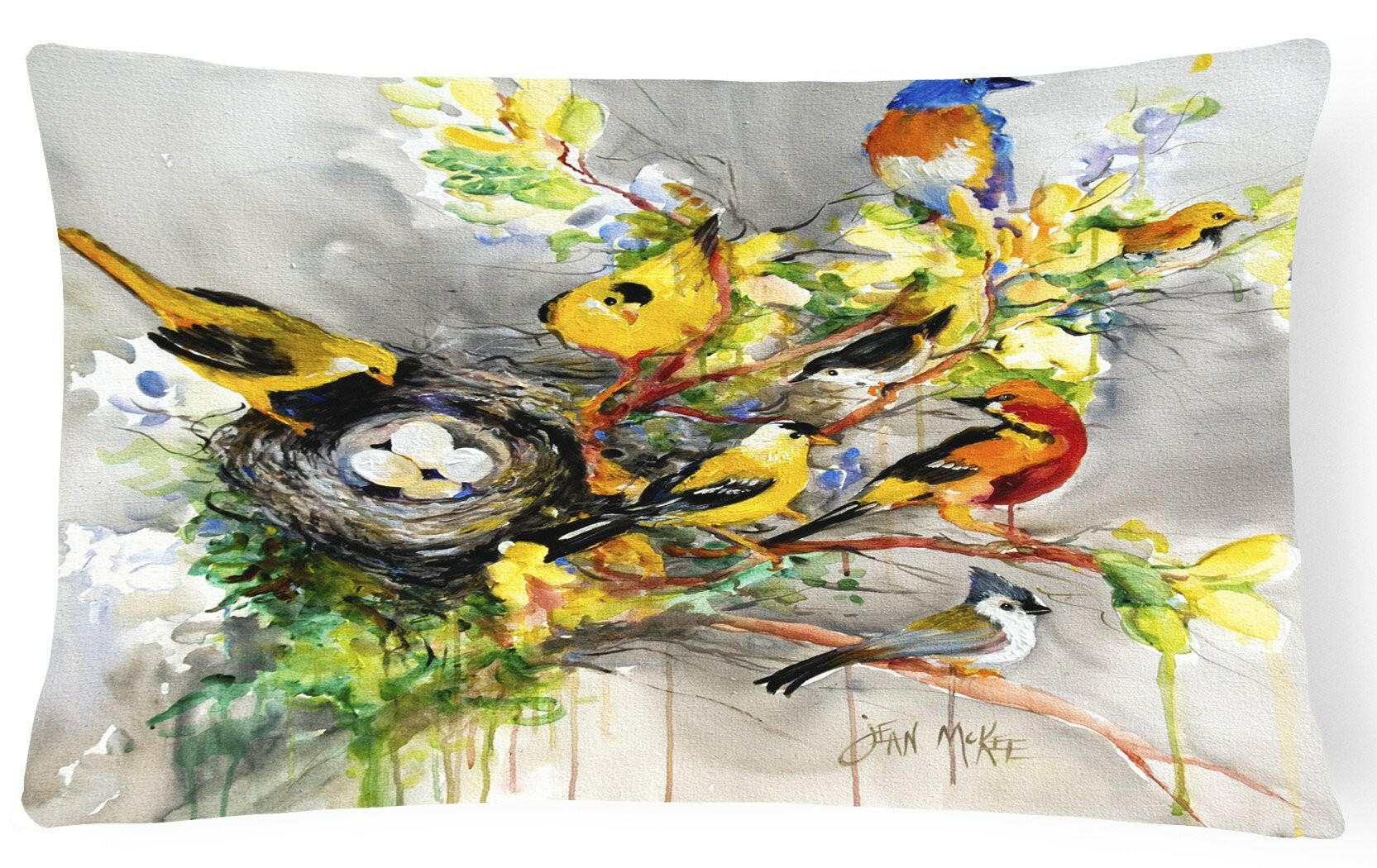 Spring Birds Canvas Fabric Decorative Pillow JMK1024PW1216 by Caroline's Treasures