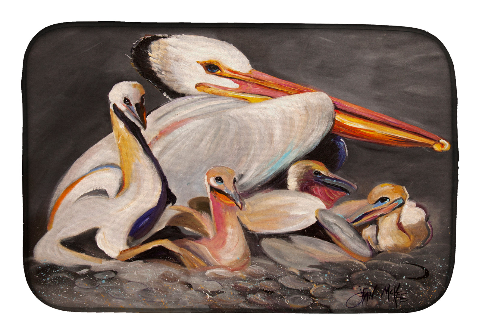 White Pelicans Dish Drying Mat JMK1026DDM  the-store.com.