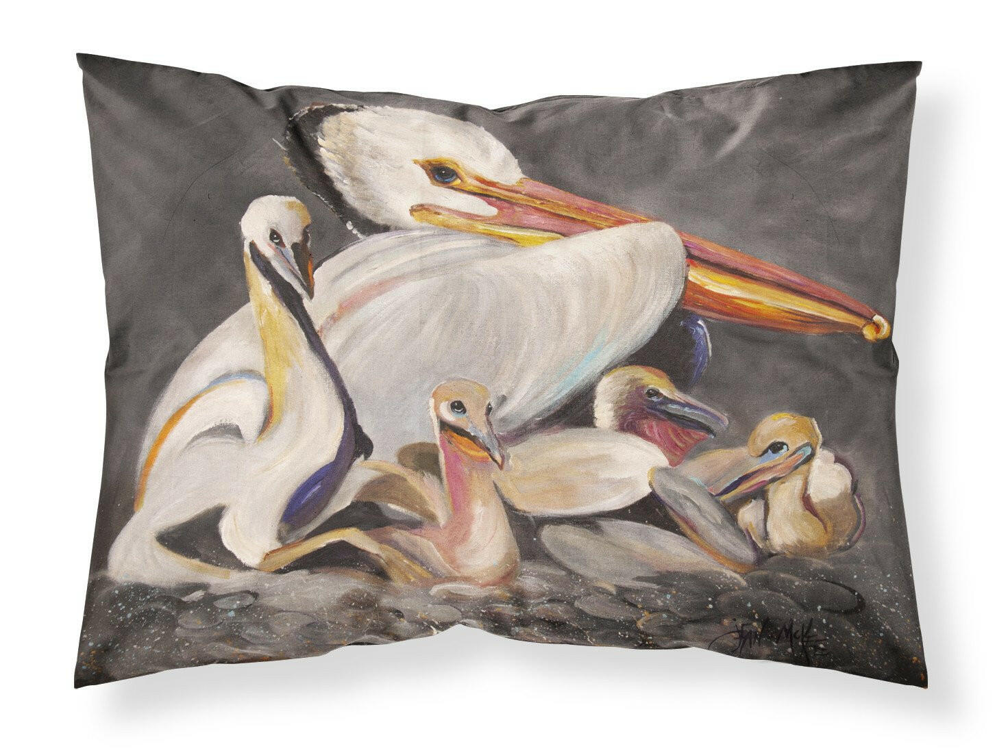 White Pelicans Fabric Standard Pillowcase JMK1026PILLOWCASE by Caroline's Treasures