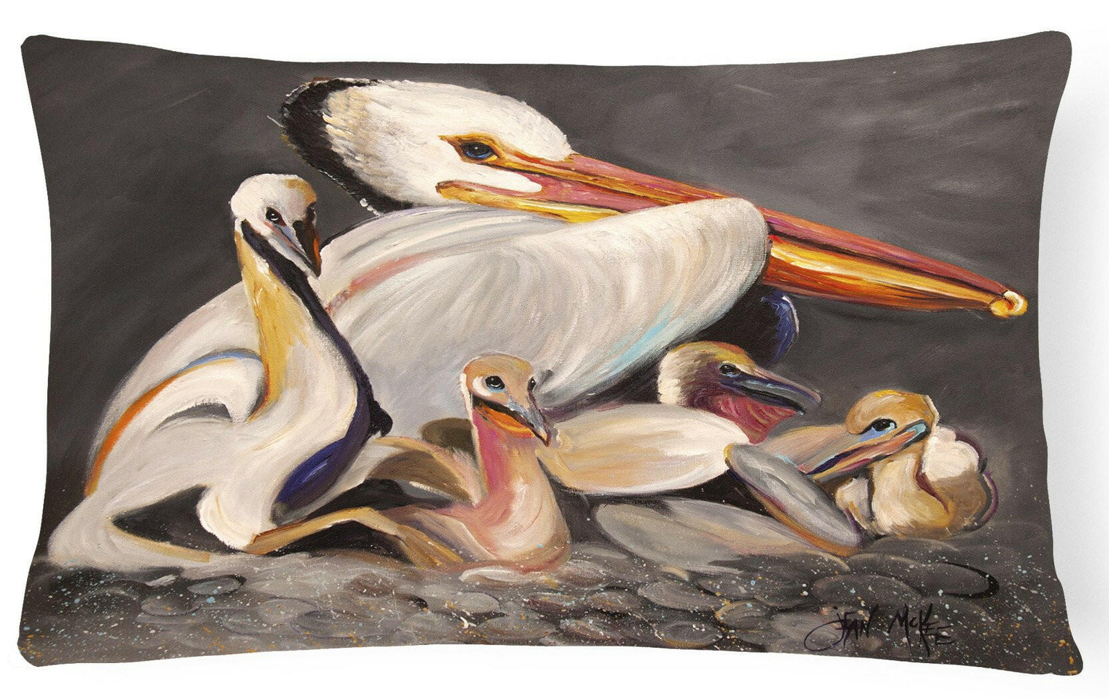 White Pelicans Canvas Fabric Decorative Pillow JMK1026PW1216 by Caroline's Treasures