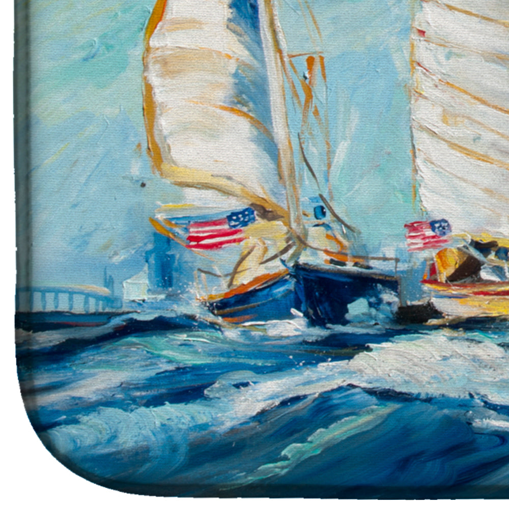 Roll me over Sailboats Dish Drying Mat JMK1027DDM  the-store.com.