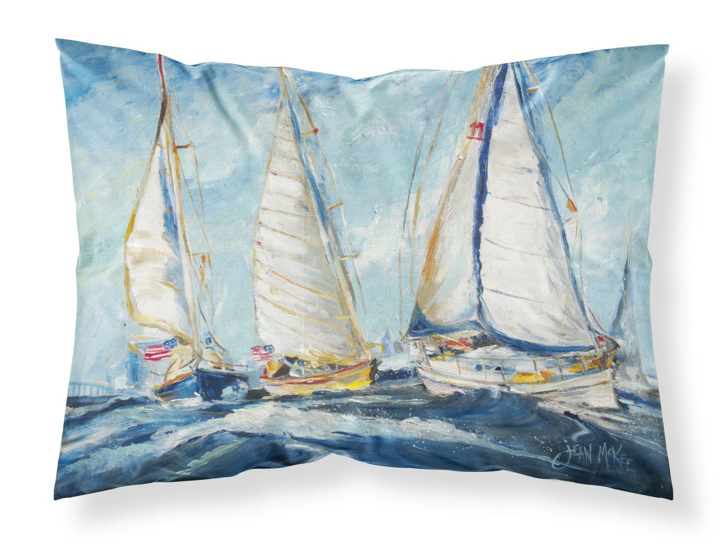 Roll me over Sailboats Fabric Standard Pillowcase JMK1027PILLOWCASE by Caroline's Treasures