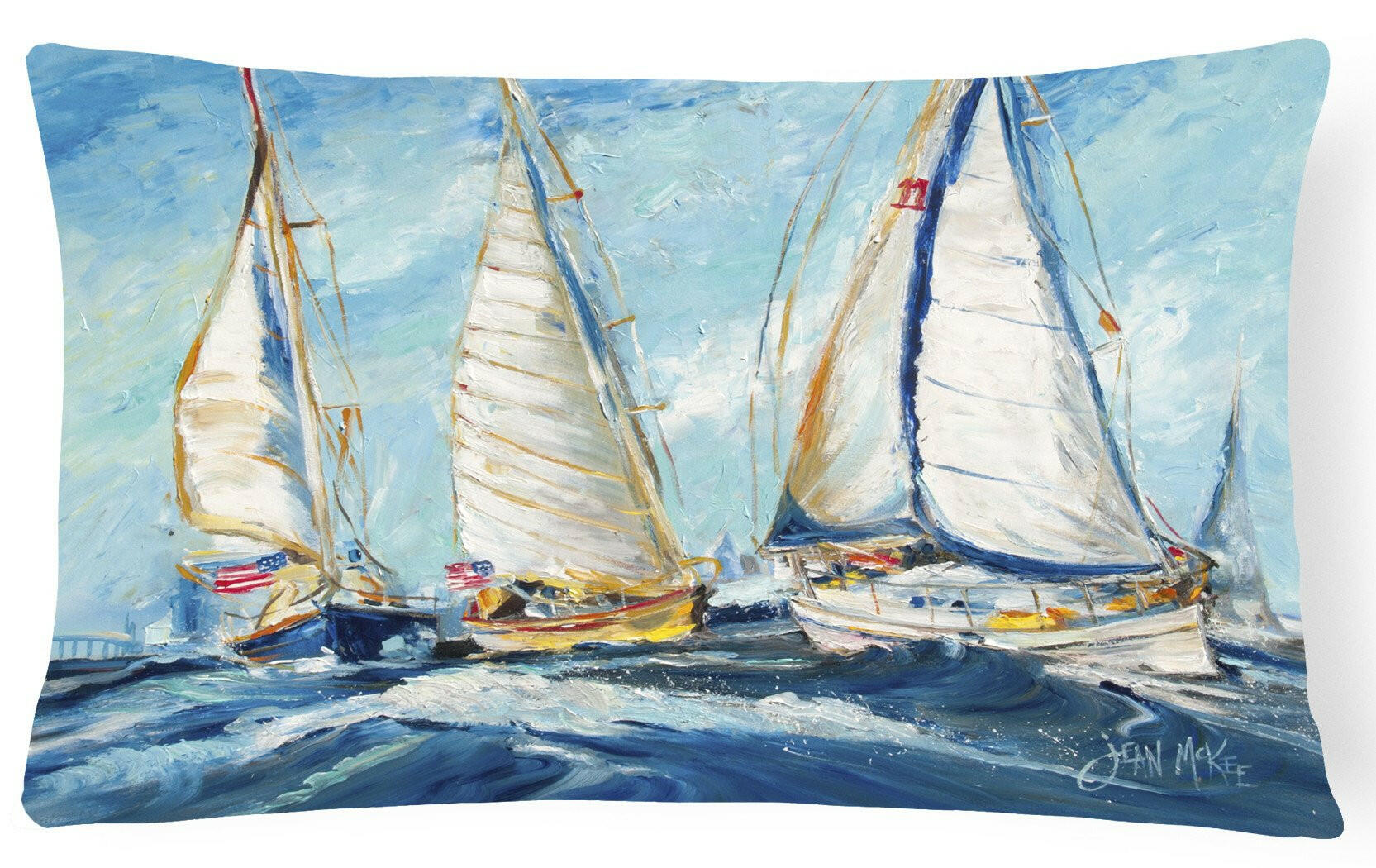 Roll me over Sailboats Canvas Fabric Decorative Pillow JMK1027PW1216 by Caroline's Treasures