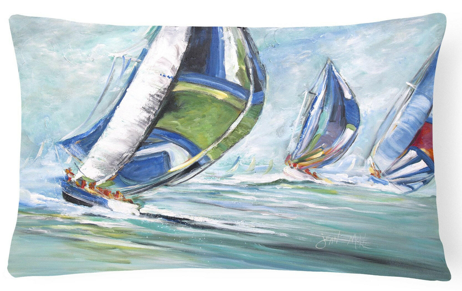Boat Race Canvas Fabric Decorative Pillow JMK1030PW1216 by Caroline's Treasures