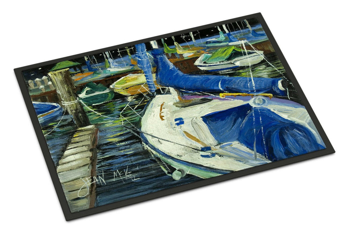 Night on the Docks Sailboat Indoor or Outdoor Mat 18x27 JMK1031MAT - the-store.com