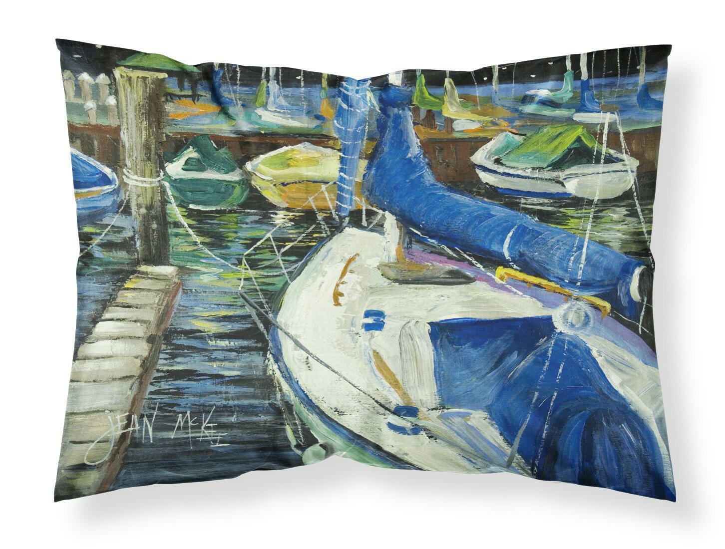 Night on the Docks Sailboat Fabric Standard Pillowcase JMK1031PILLOWCASE by Caroline's Treasures