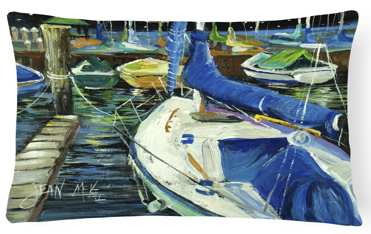 Night on the Docks Sailboat Canvas Fabric Decorative Pillow JMK1031PW1216 by Caroline&#39;s Treasures