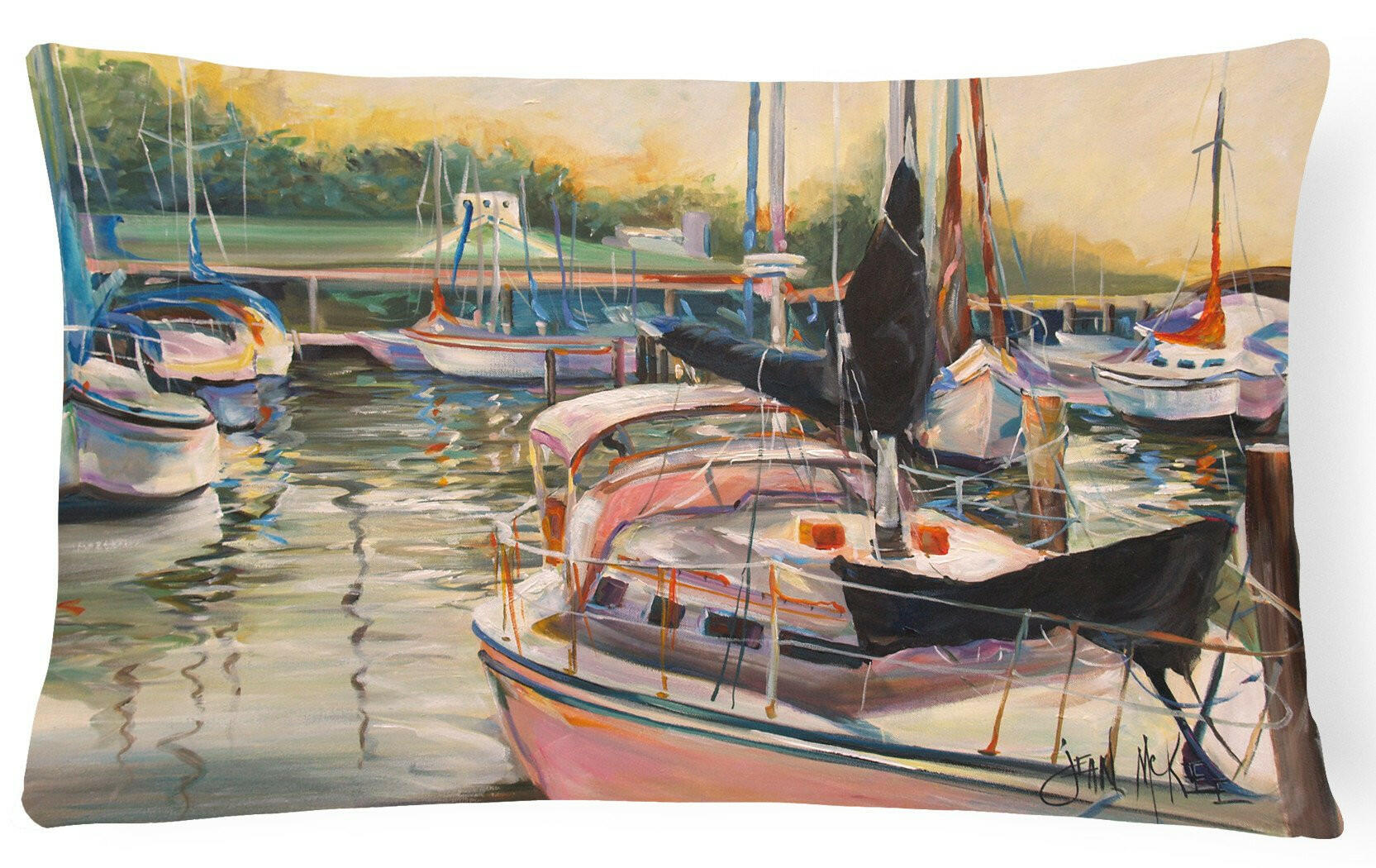Black Sails Sailboat Canvas Fabric Decorative Pillow JMK1032PW1216 by Caroline's Treasures
