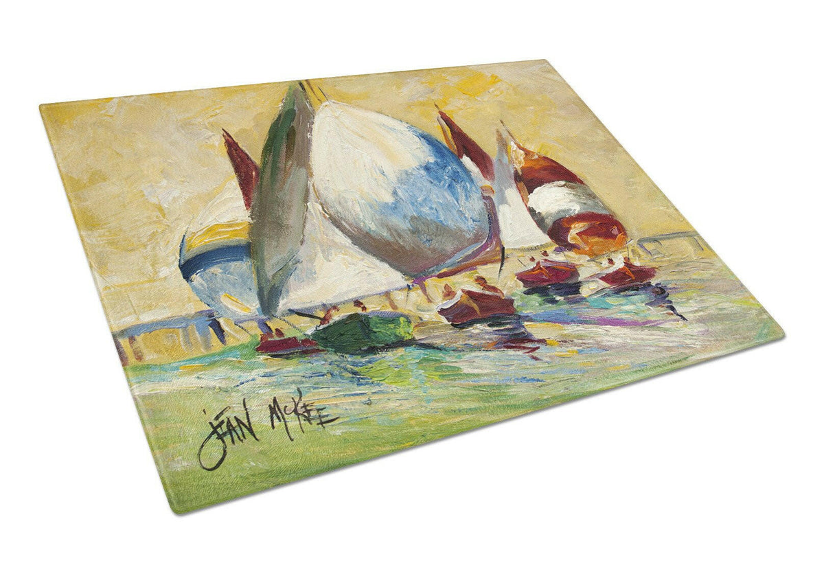 Bimini Sails Sailboat Glass Cutting Board Large JMK1033LCB by Caroline&#39;s Treasures