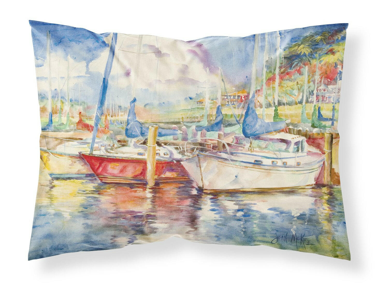 Three Boats Sailboats Fabric Standard Pillowcase JMK1034PILLOWCASE by Caroline's Treasures