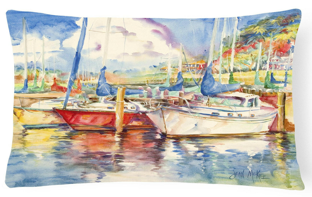 Three Boats Sailboats Canvas Fabric Decorative Pillow JMK1034PW1216 by Caroline&#39;s Treasures