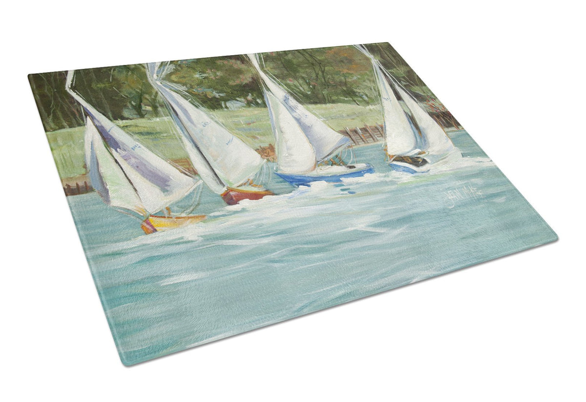 Sailboats on the bay Glass Cutting Board Large JMK1035LCB by Caroline&#39;s Treasures