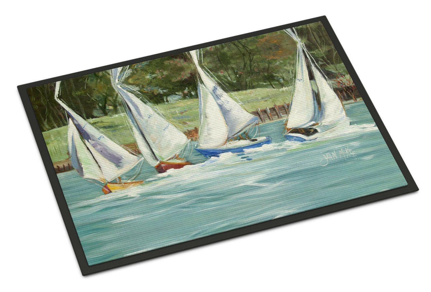 Sailboats on the bay Indoor or Outdoor Mat 18x27 JMK1035MAT - the-store.com