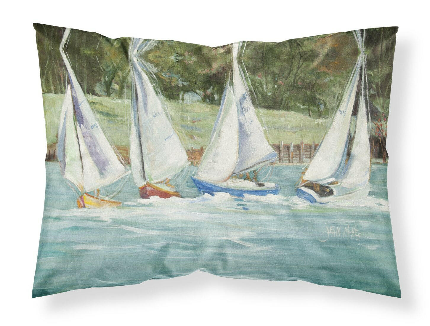 Sailboats on the bay Fabric Standard Pillowcase JMK1035PILLOWCASE by Caroline's Treasures